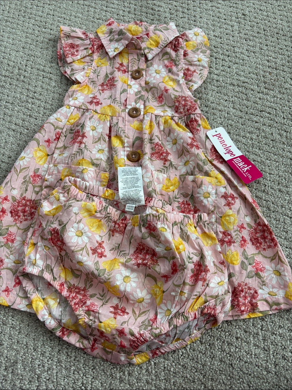Penelope Mack Pink Floral Dress with Matching Bloomers